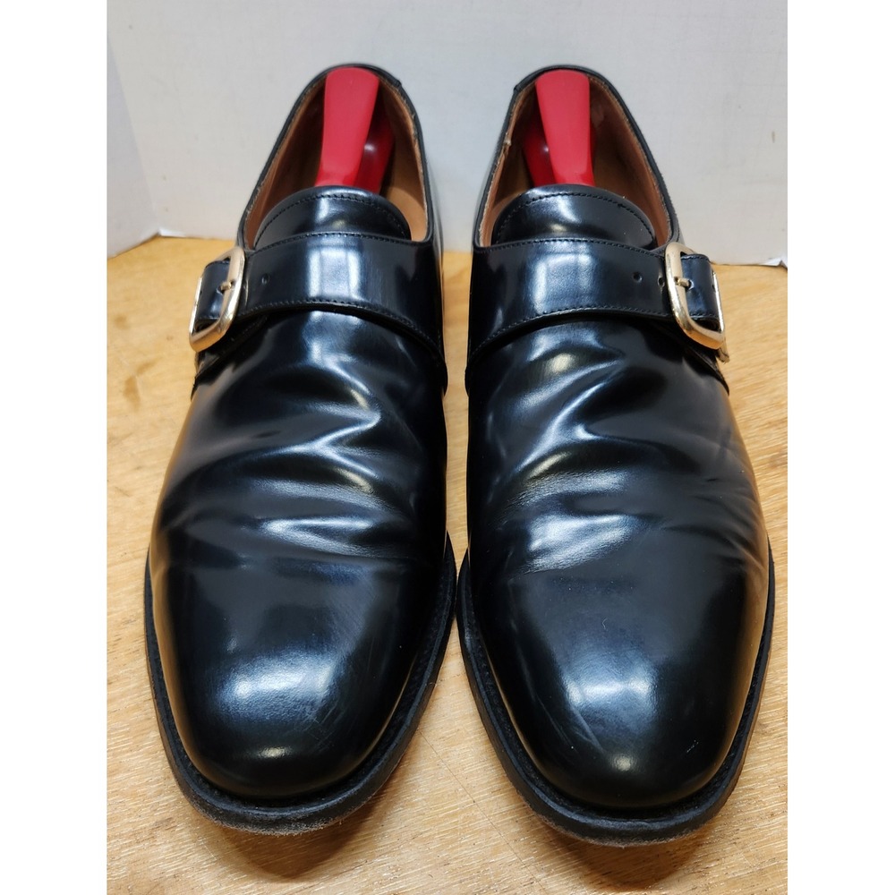 Herring Shoes by Loake Cardiff Black Leather Single Monk Strap Made in UK US10.5